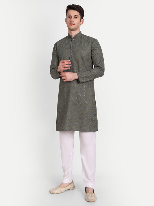 dark green kurta for men