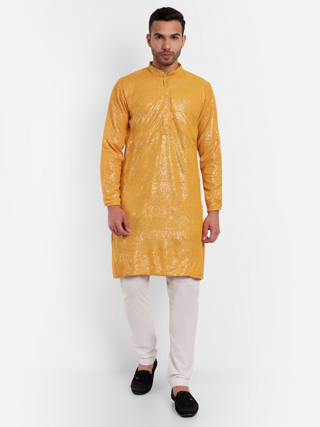 Deep Yellow Haldi Edit Densely Embroidered Sequin Kurta