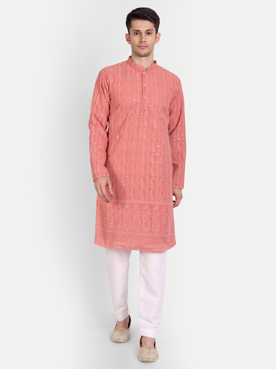 Paisley Design Chikankari Embroidered Kurta