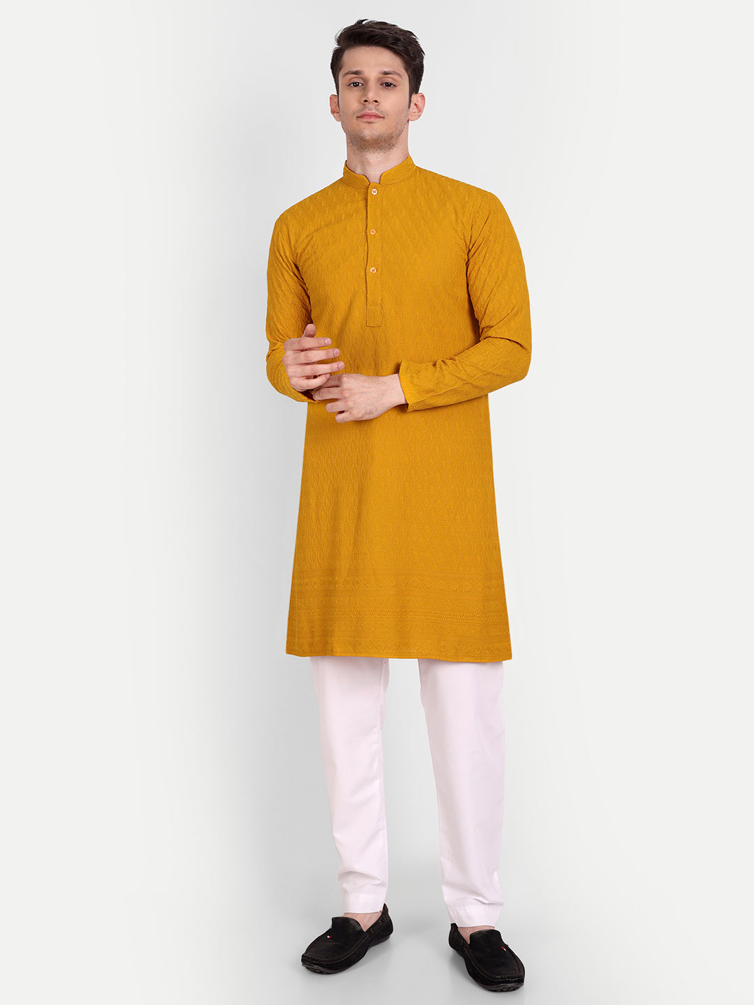 Mustard Yellow Color Rayon Embroidered Kurta