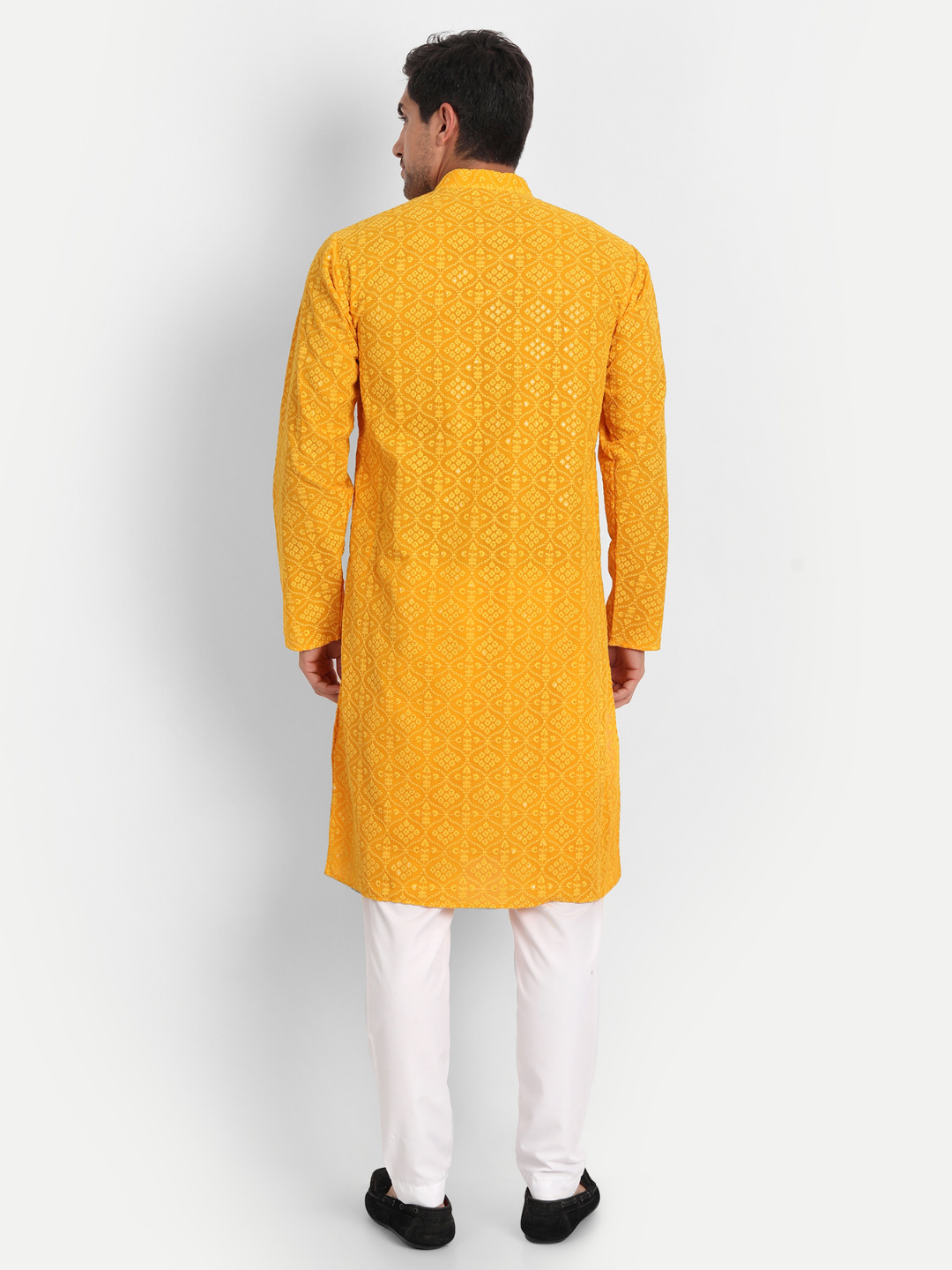 Chrome Yellow Sequin Embroidered Georgette Kurta