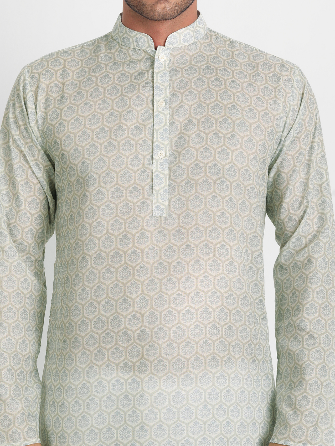 Beige Mughal Floral Printed Kurta