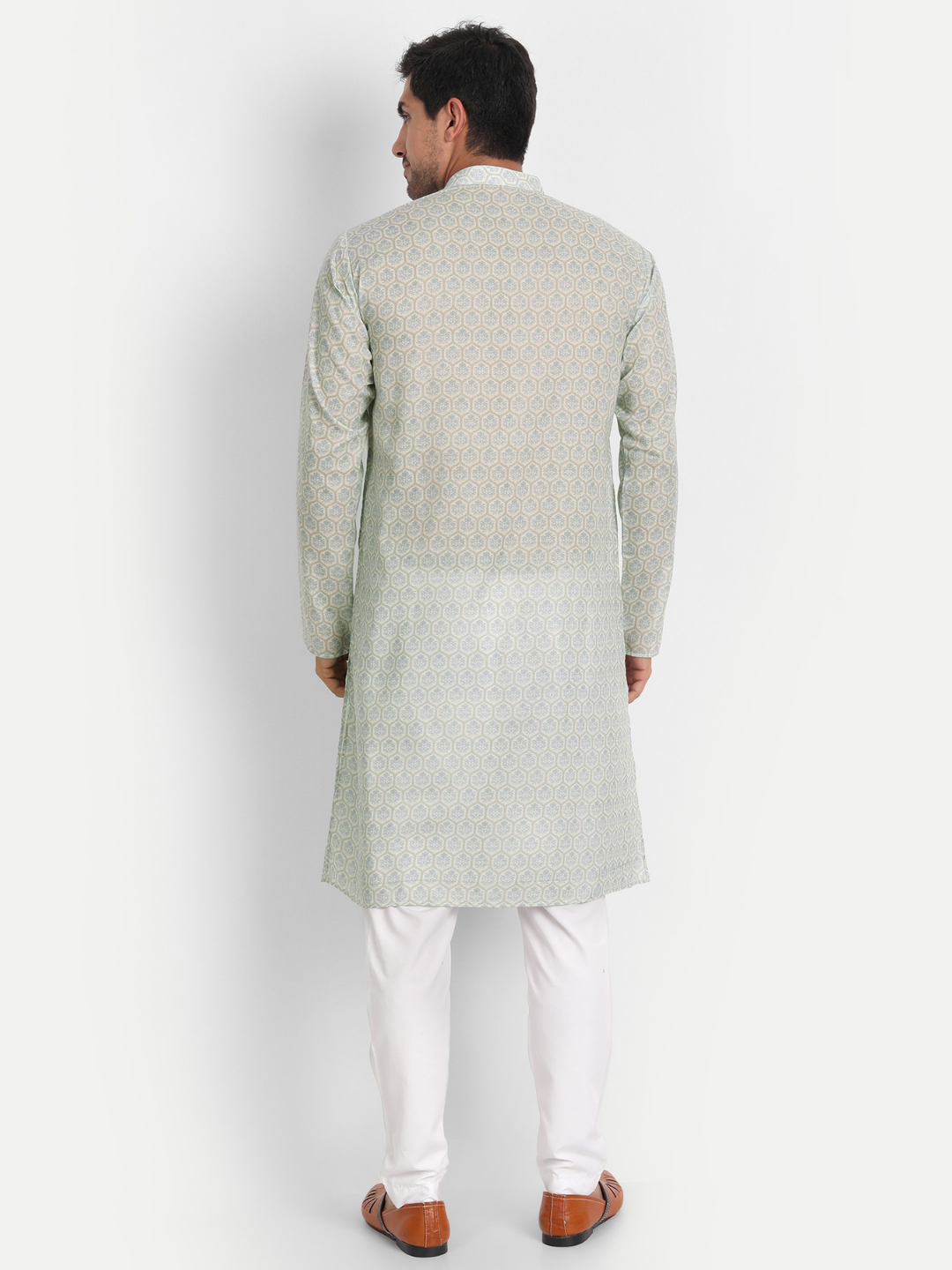 Beige Mughal Floral Printed Kurta