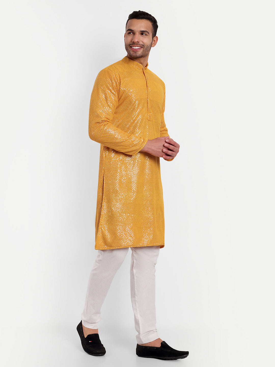 Deep Yellow Haldi Edit Densely Embroidered Sequin Kurta