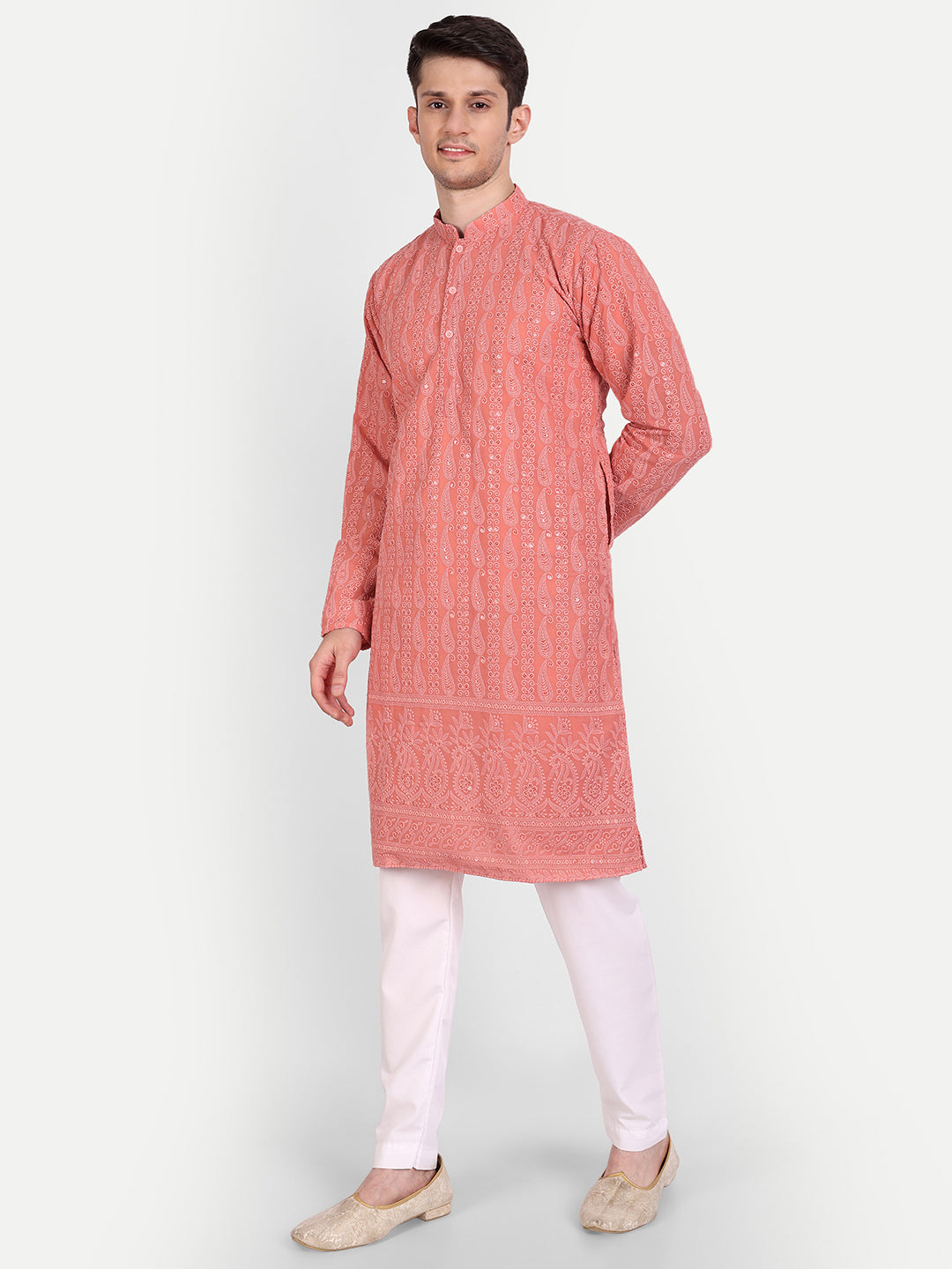 Paisley Design Chikankari Embroidered Kurta