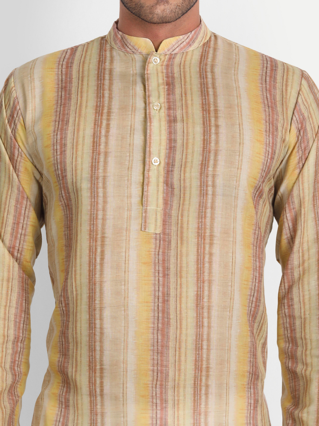 Brush Paint Stripes Light Yellow Printed Kurta