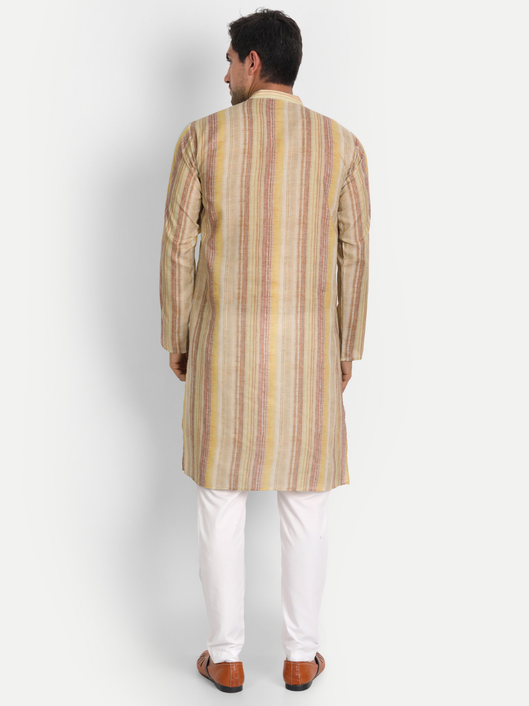 Brush Paint Stripes Light Yellow Printed Kurta