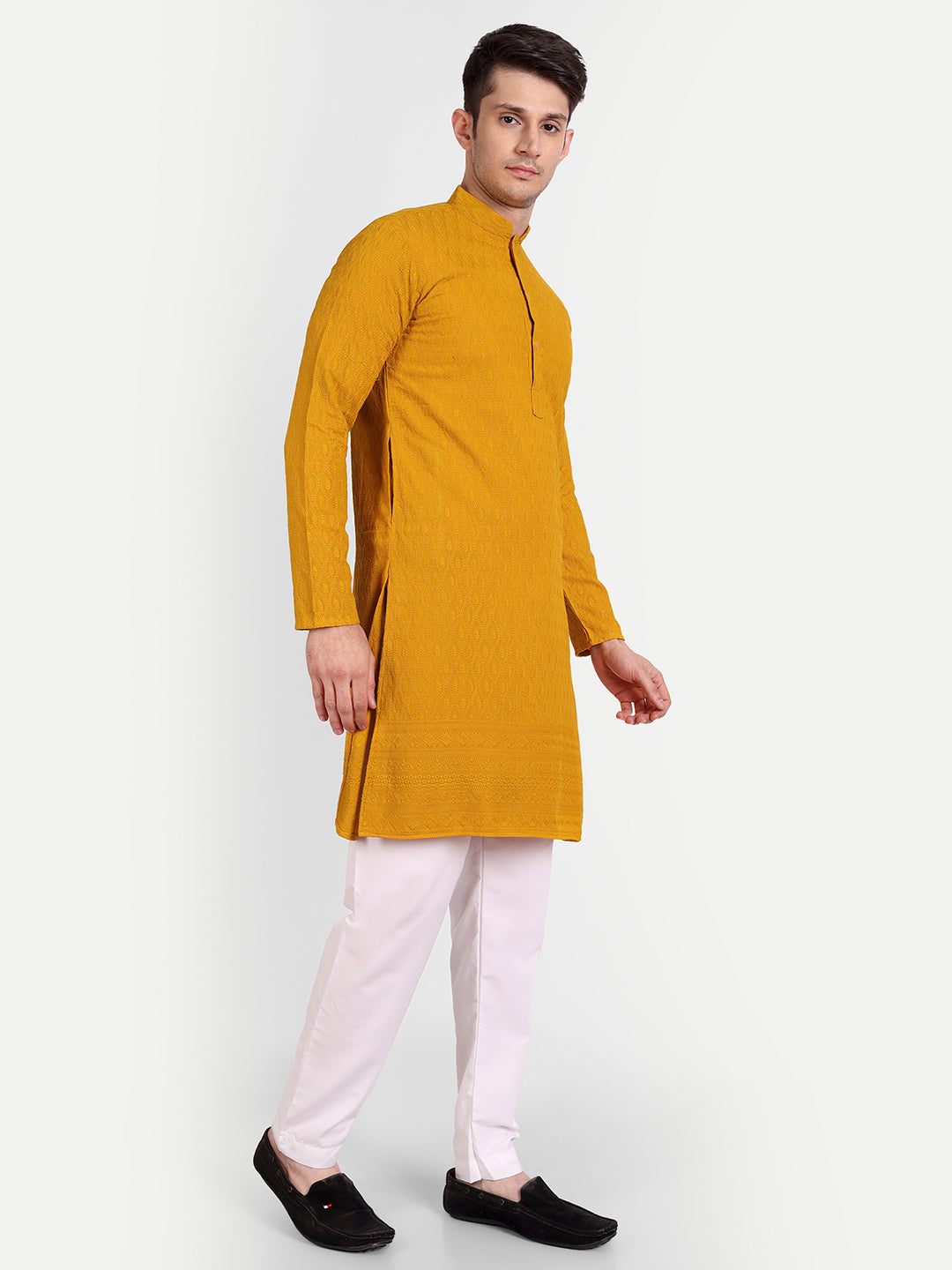 Mustard Yellow Color Rayon Embroidered Kurta