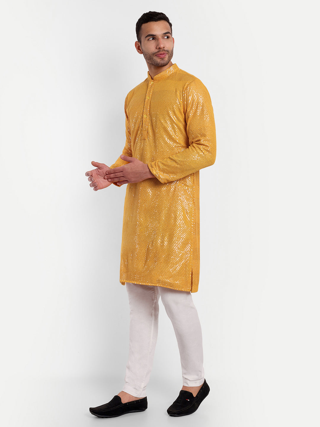 Deep Yellow Haldi Edit Densely Embroidered Sequin Kurta