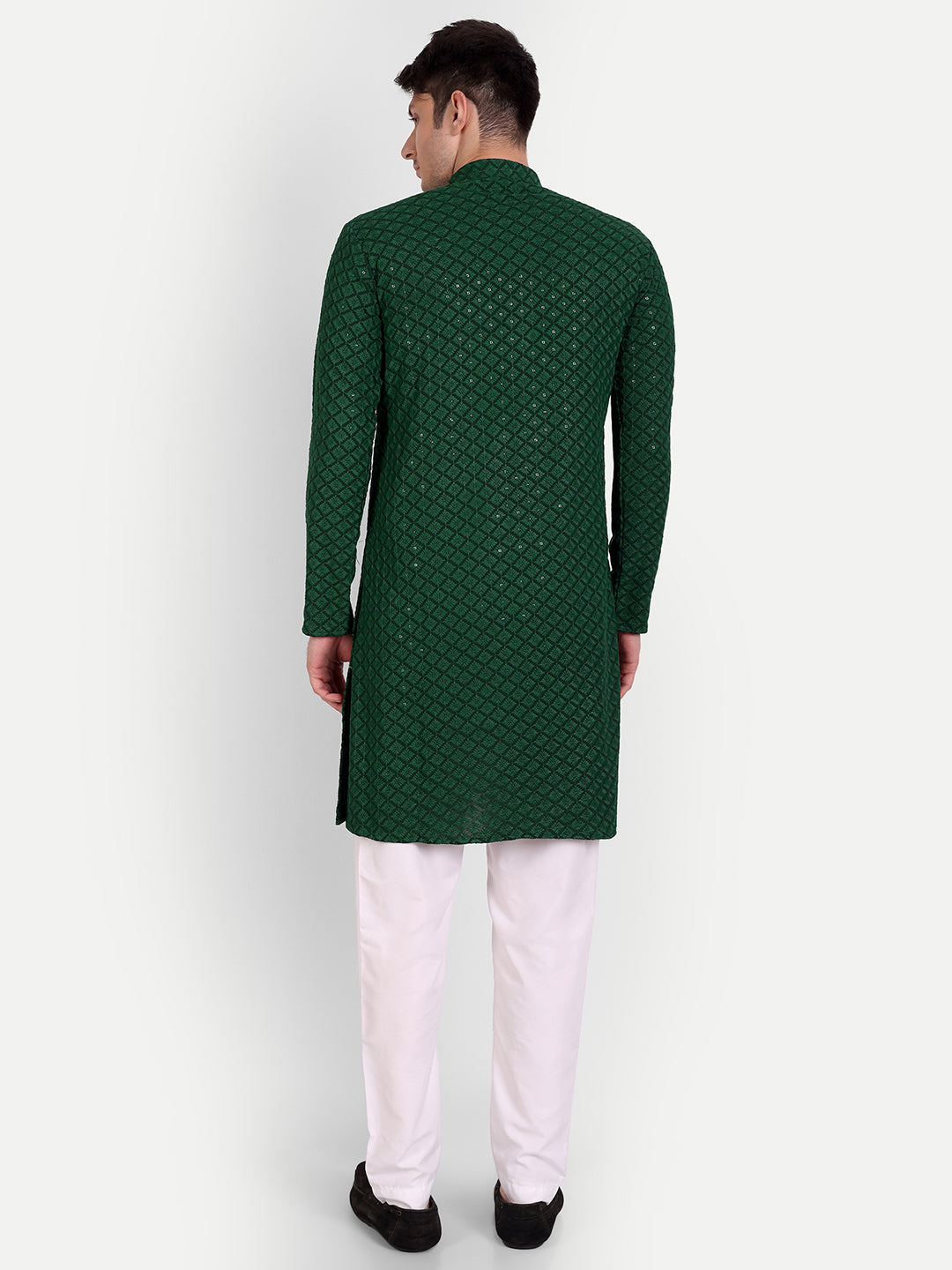 Bottle Green Sequin Embroidered Kurta