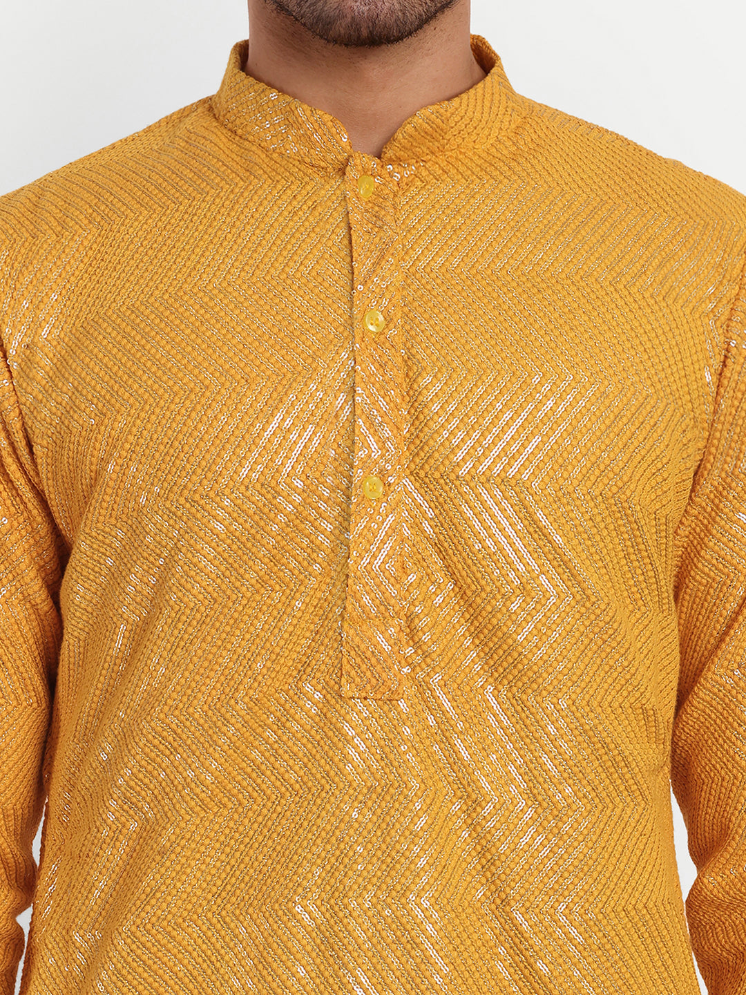 Deep Yellow Haldi Edit Densely Embroidered Sequin Kurta