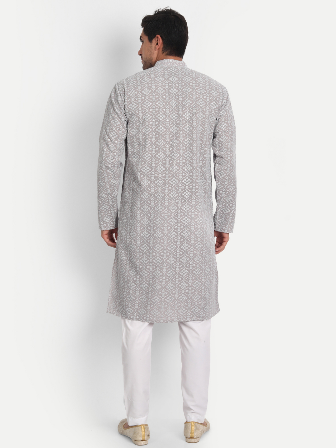 Light Grey Embroidered Georgette Kurta