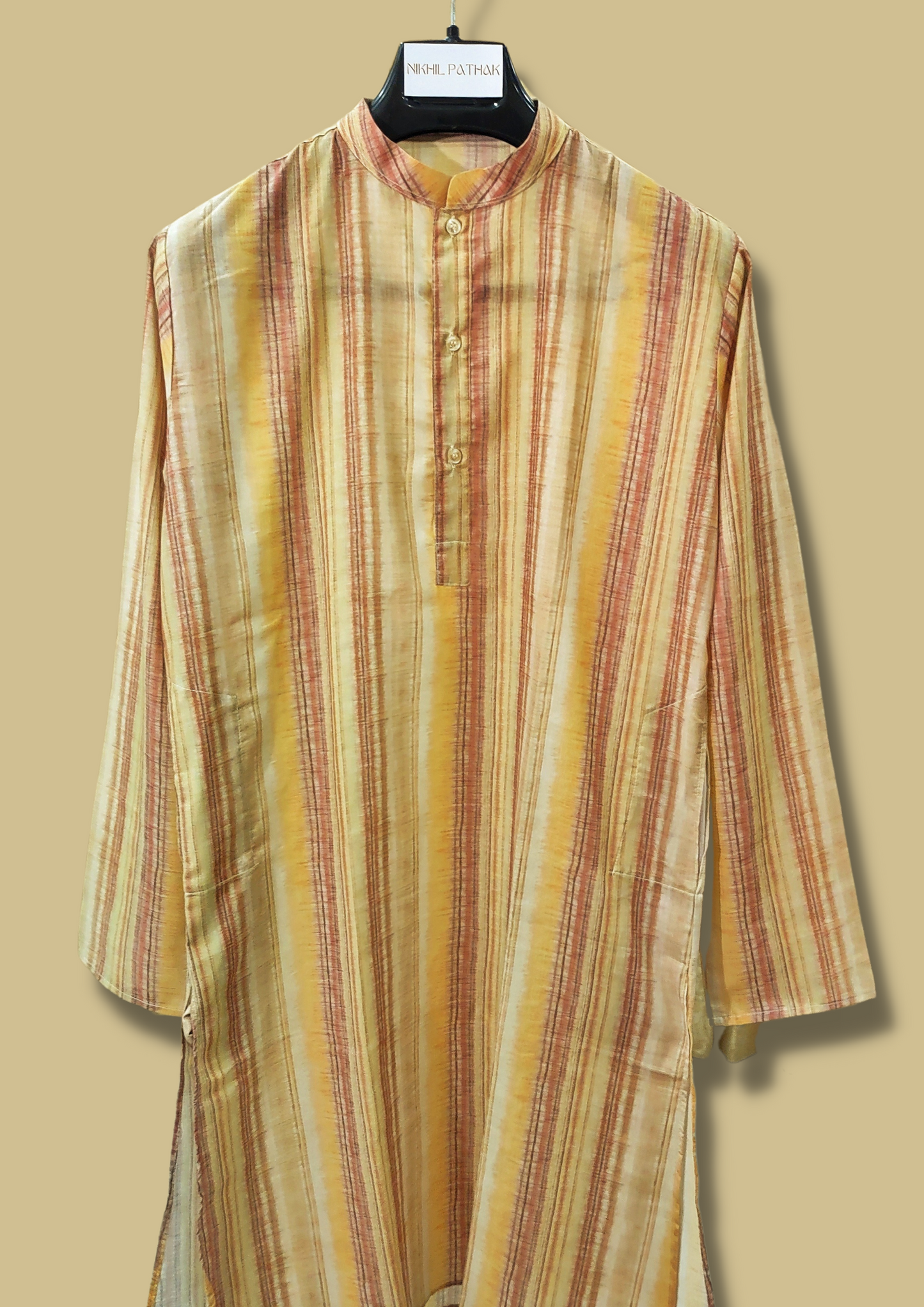 Brush Paint Stripes Light Yellow Printed Kurta